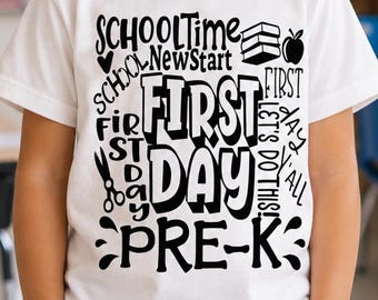 First Day of Pre-K SVG, Preschool First Day Shirt, Back to School Typography, Prekindergarten Cricut Cut File