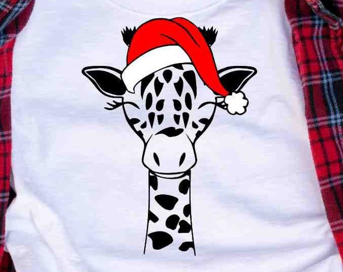 Christmas Giraffe Svg, Giraffe Face Svg, Fun Giraffe Svg, Safari Kids Svg Shirt Desgin Cute Fun Svg, Eps, Dxf, Png Circut Silhouette Digital