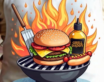 Grill Daddy PNG: Father's Day Sublimation Design (Commercial Use, Print File)