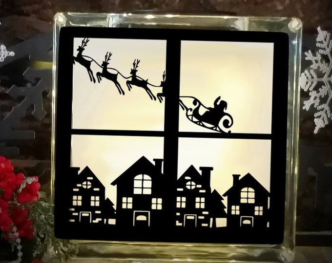Christmas Svg File Santa Village Scene Cutting File Glass Block Christmas Tree  SVG,EPS Png DXF,digital download files for Silhouette Cricut