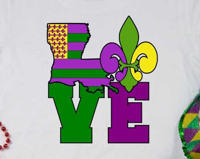 Mardi Gras svg, Love svg, Louisiana svg, Carnival svg, Fat Tuesday Fleur De Lis Svg, Eps, Dxf Png Cut files Cricut Silhouette