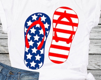 American Flag Flip Flops SVG: 4th of July Patriotic Design (Digital Download)