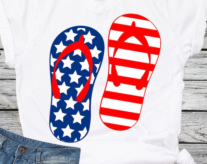 American flag Flip Flops USA svg, 4th of July svg, Fourth of July Memorial Day Cricut Silhouette, Die Cut Machines. Svg, Dxf, Eps, Png