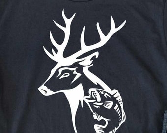 Deer SVG Antlers Hunting Fish with Deer, Fishing Svg, Hunter Fathers day Fisherman DAD svg, eps, dxf, PNG Sublimation Cricut and Silhouette