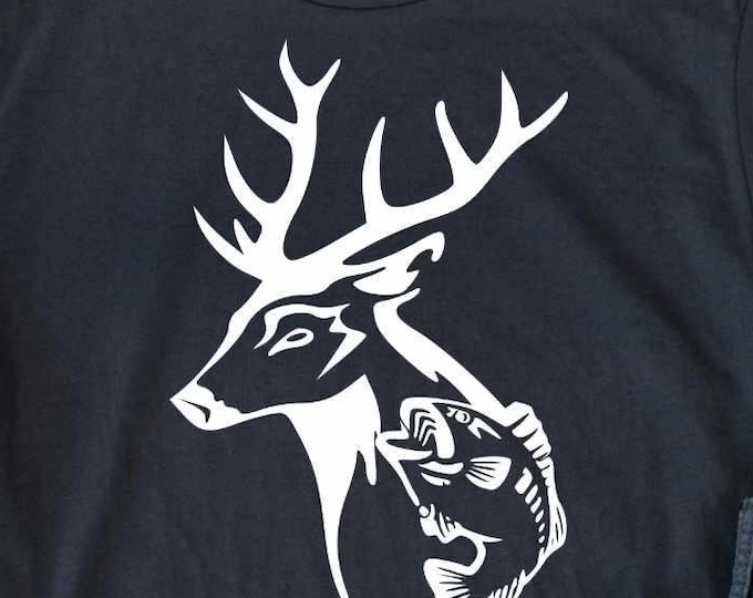 Deer SVG Antlers Hunting Fish with Deer, Fishing Svg, Hunter Fathers day Fisherman DAD svg, eps, dxf, PNG Sublimation Cricut and Silhouette
