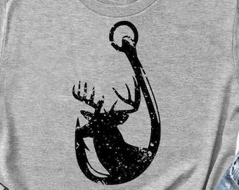 Distressed Hunting Fishing Deer in Hook svg Grunge Hunting svg Fish Svg, Dad Hunter svg fisherman svg, eps, dxf, PNG Cricut, Silhouette