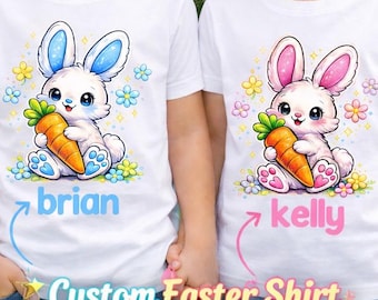 Personalized Easter Bunny Shirt PNG | Custom Name Design | Kids Easter Egg Hunt Toddler T-Shirt