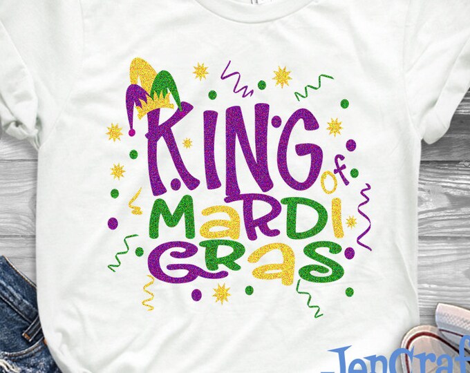 Mardi Gras King Svg Mardi Fat Tuesday Gras SVG Jester Crown New Orleans Boy Shirt SVG EPS Png Dxf Cricut Silhouette Cut File Printable