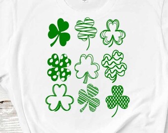 Shamrock Svg Bundle St Patrick's Day Svg Four Leaf Clover Png Clipart St Patty's Day Sublimation Designs Irish Cut Files Eps Dxf Png
