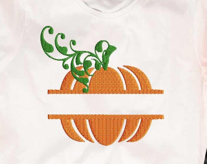 Split Pumpkin Embroidery Monogram Frame  Thanksgiving, Fall Instant Download digital file in  EXP, HUS, Jef, Pes, Vip and Xxx