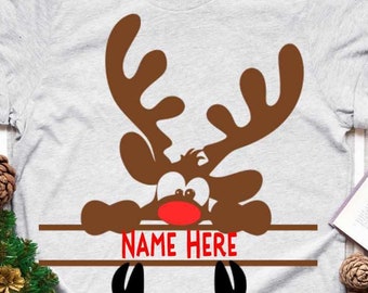 Christmas Peeking Reindeer Monogram (svg, eps, png, dxf) (Digital Download)