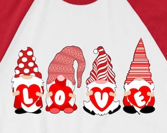 Valentine Gnome SVG, Love svg, Valentine's Day, Gnomes holding hearts Silhouette, Gnome couple Cricut, SVG, Sublimation, PNG, cut file