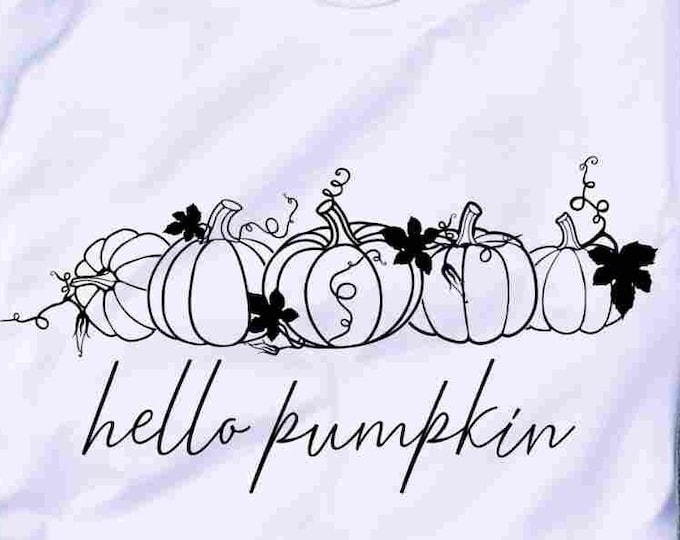 Hello Pumpkin SVG, Autumn Minimalist Pumpkins SVG, Fall SVG, Halloween Svg, Thanksgiving, Eps, Dxf, Png, Svg Files for Cricut, Sublimation