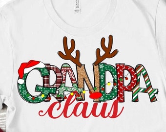Grandpa Claus Christmas PNG: Family Matching Shirt Design (Digital Download)