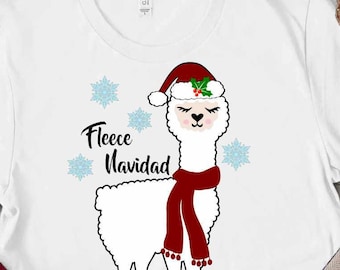 Fleece Navidad Llama Christmas SVG Llama svg, Alpaca svg Cute svg, Girl, Cut file design Svg, Eps, DXF, Sublimation printablePNG