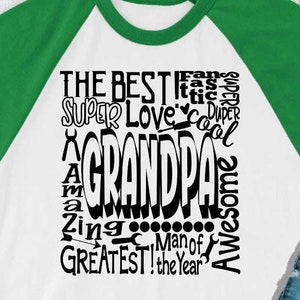 Abuelo SVG, Día del Padre SVG, Abuelo tipografía palabra arte, Super Mejor Hombre del año Sublimación Corte Archivo Diseño SVG Eps, Dxf, Png