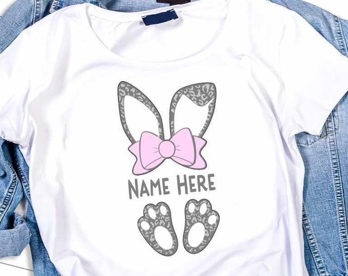 Easter svg, Cheetah print bunny ears bow feet, Leopard print ears SVG, Eps, Dxf PNG Easter Leopard Rabbit sublimation digital design clipart