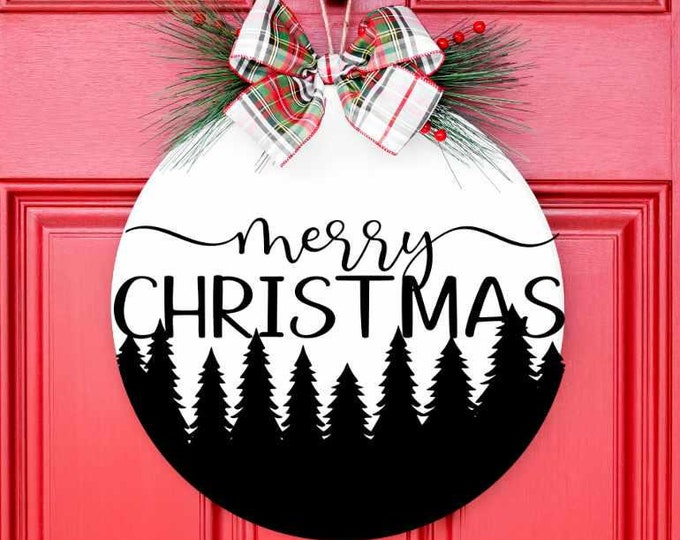 Merry Christmas Svg Door hanger Round Sign svg Design svg, eps, dxf, png Cut files for Cricut, Silhouette Glowforge Laser