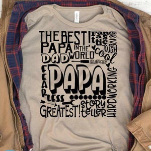 Papa SVG, Dad Grandfather SVG, tipografia word art, Vovô Super Paw Greatest Man Sublimation - Cut File Shirt Design SVG, Eps, Dxf, Png