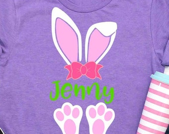 Girl Bunny Ears and Feet SVG: Easter Shirt Design (Digital Download)