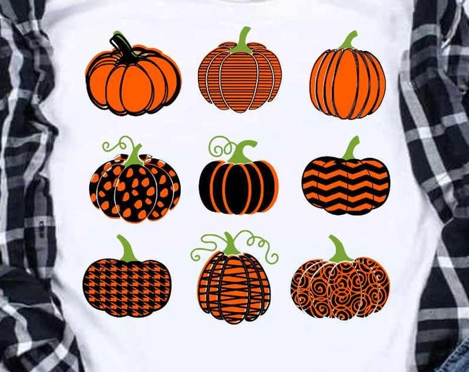 9 Pumpkins svg, Unique fall svg, Farmers Market Pumpkin Patch Varietie types of pumpkins svg eps dxf png Cricut Silhouette Sublimation