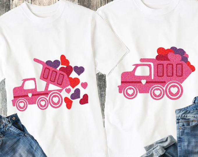 Valentine svg Hearts Dump Truck SVG, DXF, eps, png for Silhouette Cricut Digital Cut Files Instant Download. Truck svg, Heart svg.