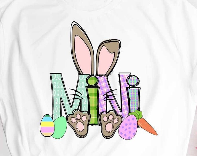 Bunny Mini Png Easter Doodle Letters Png Baby Family Easter matching shirts Png Transfer Sublimation Digital Designs