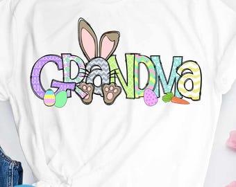 Easter Grandma Bunny png Retro Easter Vibes, Grandmother Family Easter matching shirts Png Transfer Sublimation Digital Designs
