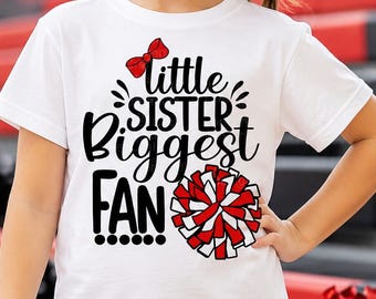 Little Sister Cheer SVG: Biggest Fan Pom Pom and Bow Cut File