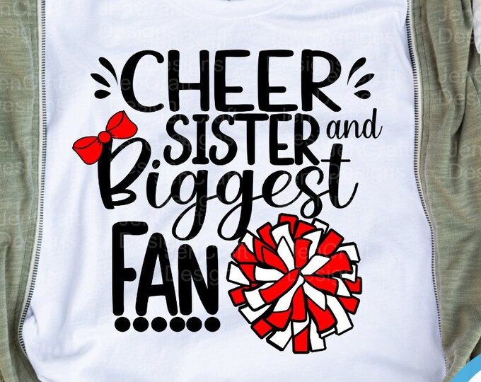 Cheer Sister svg, Biggest Fan Cheer svg, I'll always be Your biggest fan cut file, Little Big Sister cheerleader, megaphone svg eps dxf png