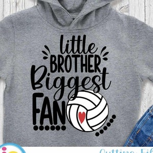 Shirtontwerp volleybal Little Brother Biggest Fan, volleybal gesneden bestand, zus, zus, broer, svg, eps, dxf, zwarte sublimatie png