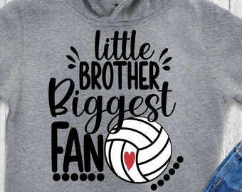 Volleyball Little Brother Biggest Fan shirt design, volleyball cut file, sis, sister brother bro, svg, eps, dxf, black sublimation png