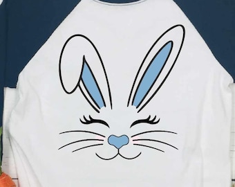 Easter SVG, Boy Bunny Eyelashes SVG, Bunny Rabbit face svg, Birthday Shirt, Cut File, birthday decorations DXF Eps Png, Silhouette Cricut