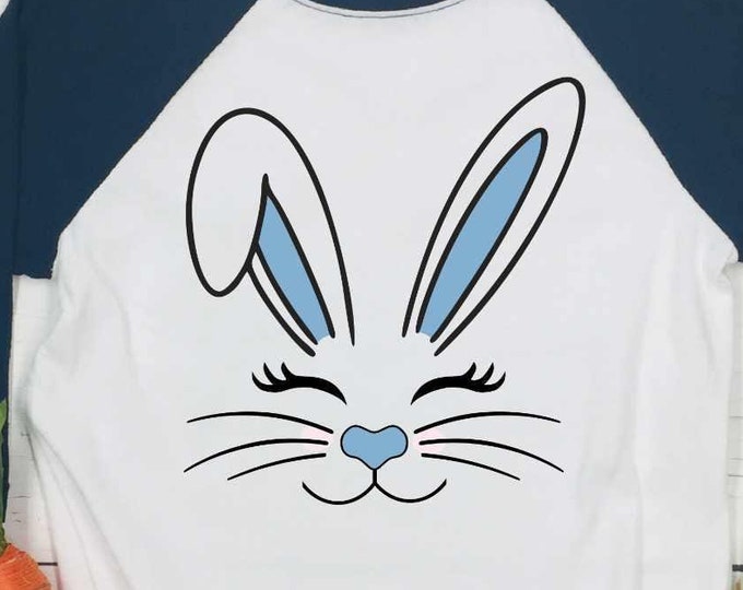 Easter SVG, Boy Bunny Eyelashes SVG, Bunny Rabbit face svg, Birthday Shirt, Cut File, birthday decorations DXF Eps Png, Silhouette Cricut
