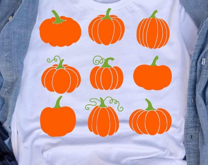 9 Fall Pumpkins svg, Unique fall svg, Farmers Market Pumpkin Patch Varietie types of pumpkins svg eps dxf png Cricut Silhouette Sublimation