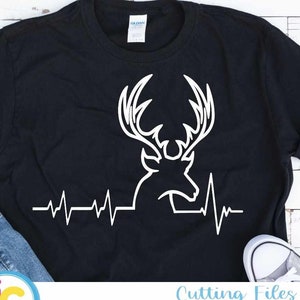 Jäger-Svg, Reh SVG-Schnittdatei, Jagd-Svg Herzschlag-Shirt-Design Buck svg, Png, Eps, Dxf Dateien, Vektorkunst, Cricut Silhouette Cut Files