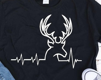 Deer Heartbeat SVG, Hunting Shirt Design, Buck Vector Art (Digital Download)