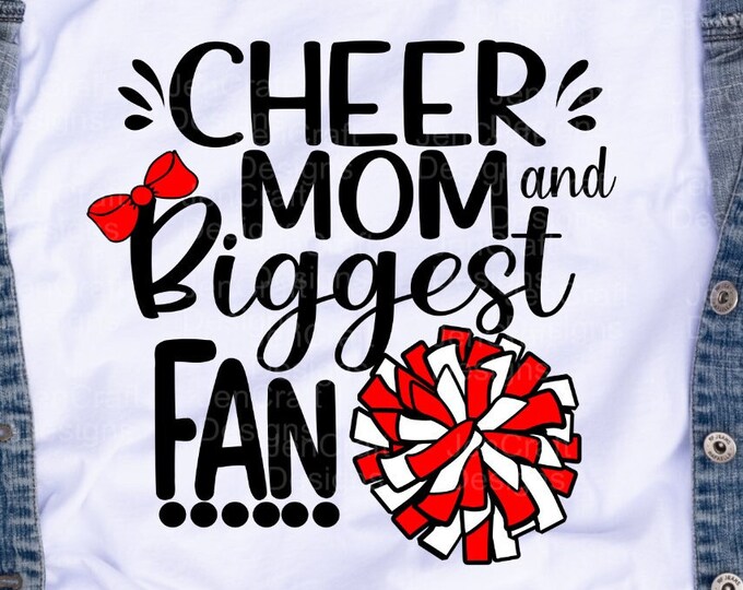 Cheer mom svg, I'll always be her biggest fan svg, Cheerleader cheer svg, svg design, cut file clipart svg, eps dxf png Cricut Silhouette