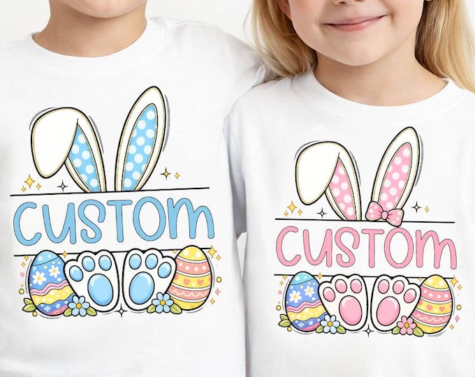 Personalized Easter Bunny Name PNG | Custom Kids Easter Shirt Design (Digital Download)