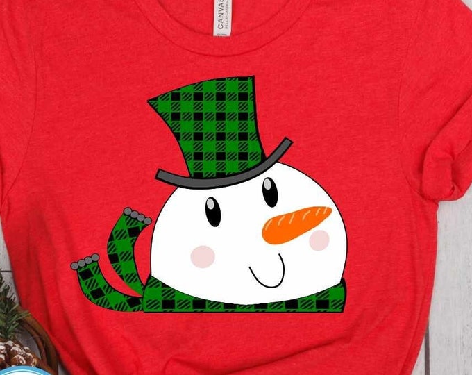 Snowman SVG, Christmas SVG, Peeping Snowman Face SVG, Cute Snowman Png, Boy, Girl, Kids Svg Eps Png Dxf Files For Cricut, Sublimation