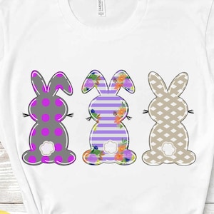 Fan de Pâques Pang Trio clipart, Three bunny Trio clipart, Easter clipart, Bunny rabbit clipart, floral png file sublimation printing