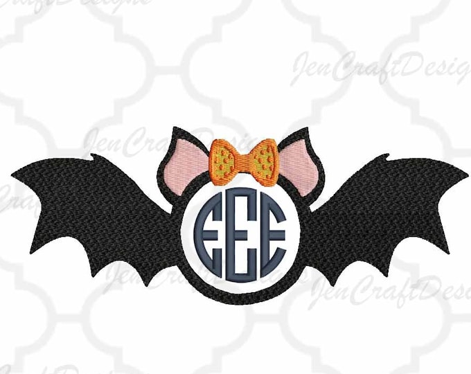 Bat Girl Monogram Frame Embroidery Halloween, Fall Instant Download digital file in  EXP, HUS, Jef, Pes, Vip and Xxx