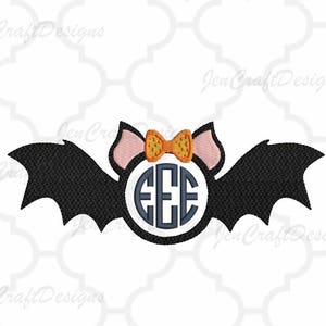 Bat Girl Monogram Frame Embroidery Halloween, Fall Instant Download digital file in  EXP, HUS, Jef, Pes, Vip and Xxx