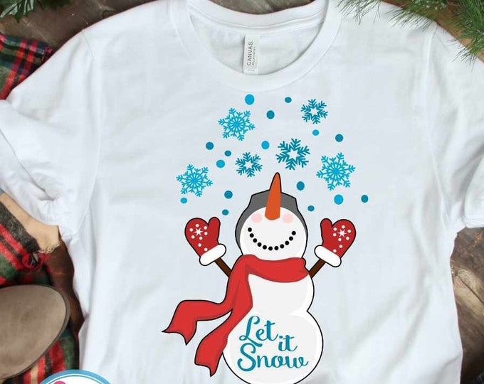 Snowman Svg, Let It Snow SVG, Christmas SVG, Snowflake SVG, Winter Svg, Snow Quote, Holiday Eps Dxf Png Svg File Cricut Sublimation Designs