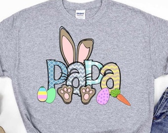 Easter Papa Bunny png Retro Easter Vibes, Dad Family Easter matching shirts Png Transfer Sublimation Digital Designs