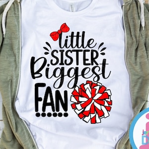 Little Sister maior fã Cheer svg, cheer sister svg, sempre serei sua maior fã, arquivo de corte svg, líder de torcida, megafone svg eps dxf png