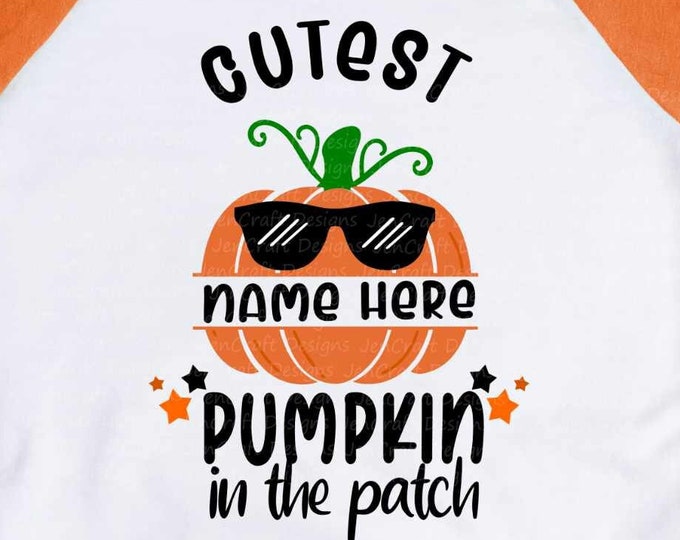 Cutest Pumpkin in the Patch Svg split monogram Thanksgiving Halloween Fall svg baby, Boy Design kids saying svg, eps dxf png cut file circut