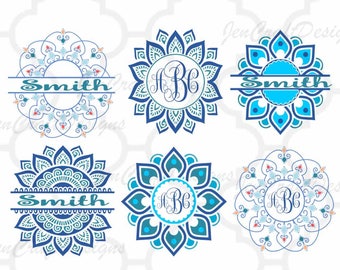 Ethnic Mandala SVG Pattern Circle Monogram Frame, Indian Boho svg Zentangle svg dxf eps svg silhouette3 png Cricut, Silhouette cut files