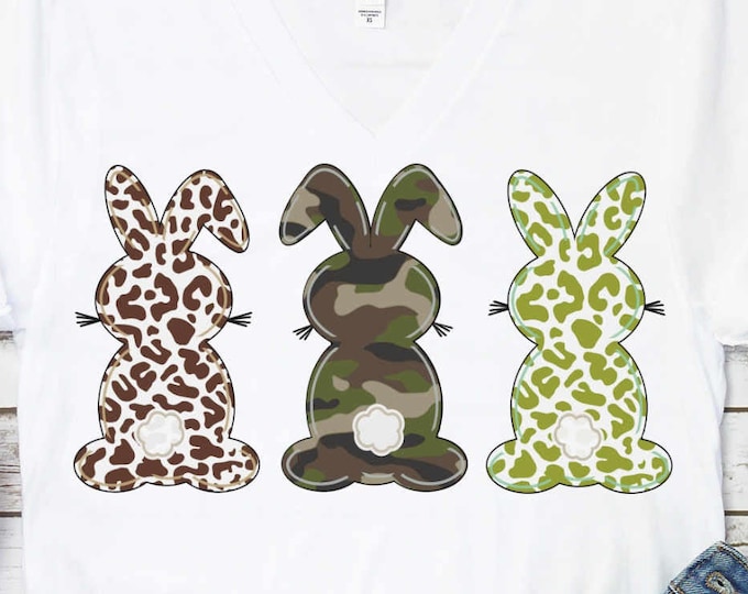 Easter png Boy bunny sublimation Camo Leopard Cheetah Three bunny Trio clipart, Easter clipart, Bunny rabbit png file sublimation printing