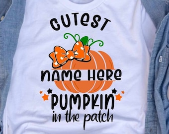 Cutest Pumpkin in the Patch SVG split monogram girl Thanksgiving Design, Fall Cut File Kids' Halloween Saying Shirt Quote,dxf eps png Cricut